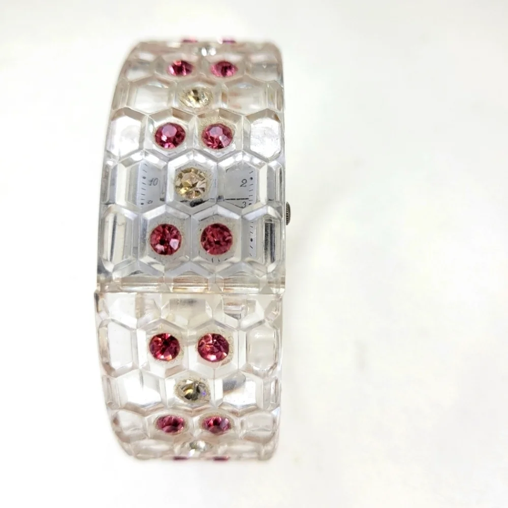 Vintage Rhinestone Encrusted Bracelet Watch Japanese Quartz Movement